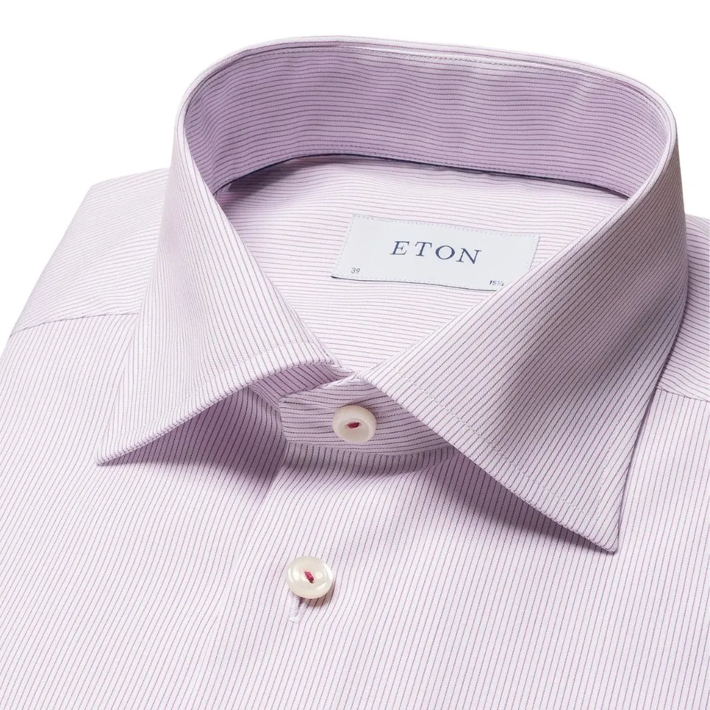 ETON Striped Twill Contemporary Single Cuff Business Shirt LIGHT PURPLE