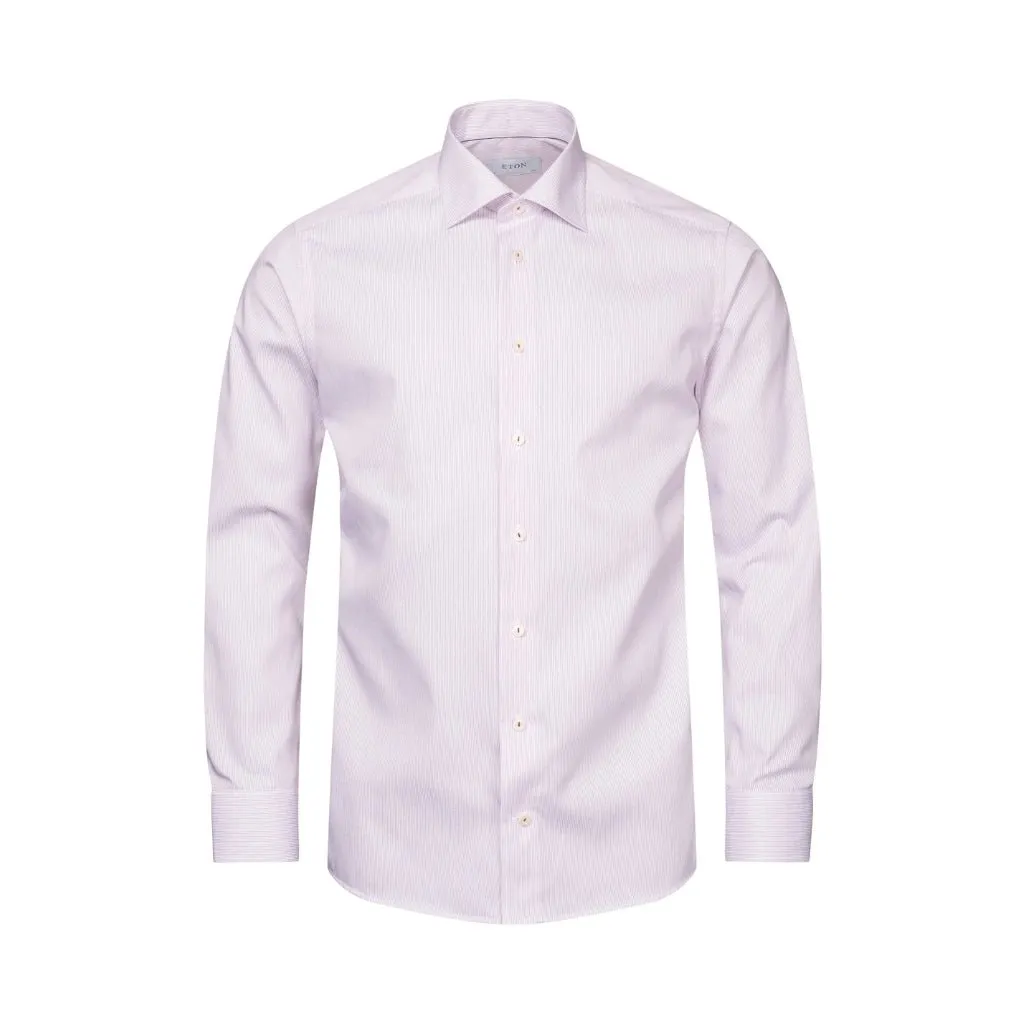 ETON Striped Twill Contemporary Single Cuff Business Shirt LIGHT PURPLE