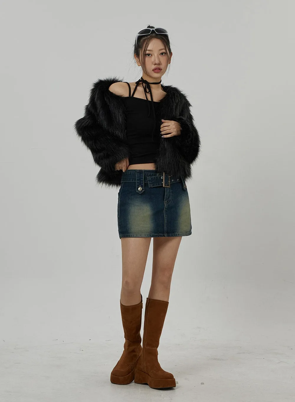 Faux Fur Hook Cropped Jacket CD21