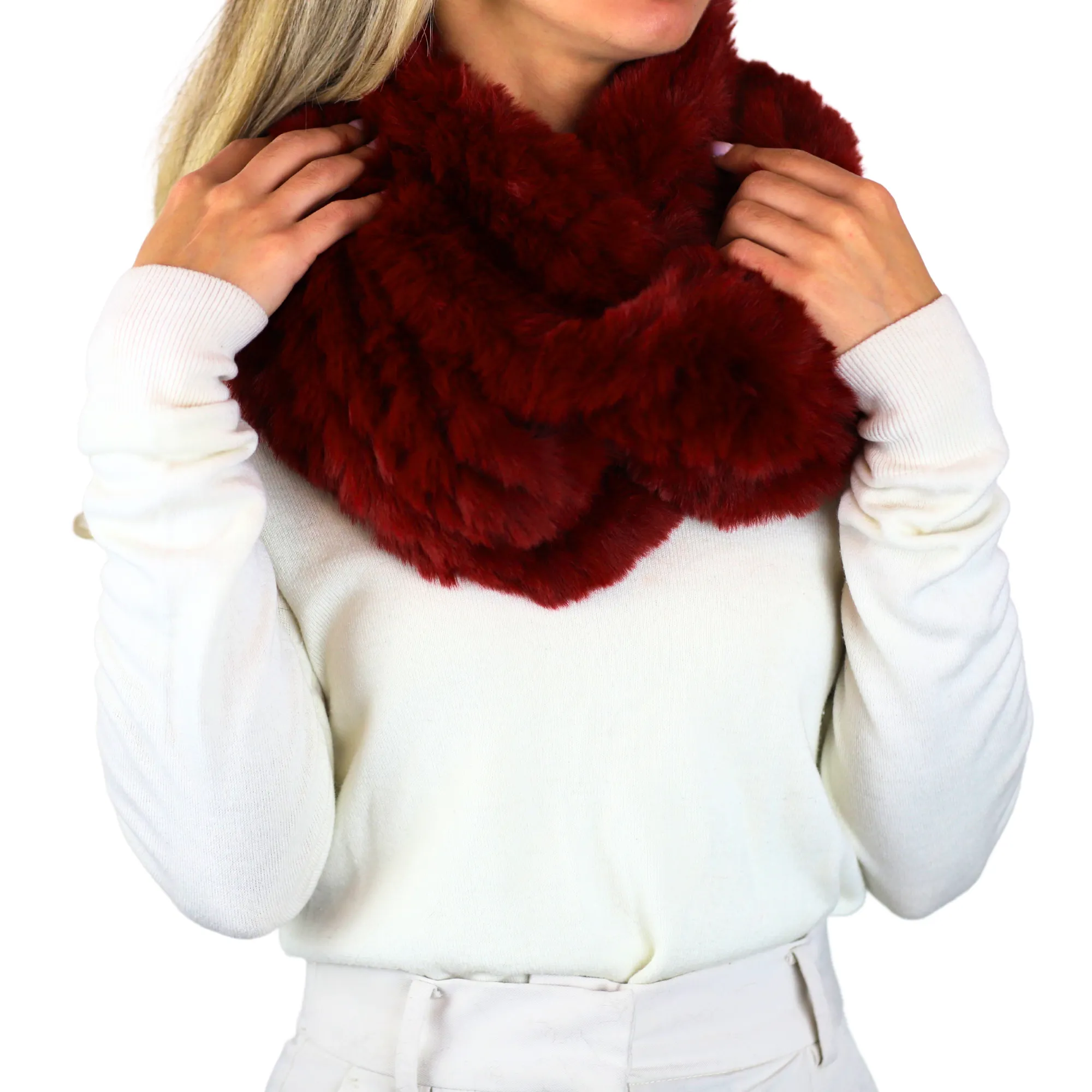 Faux Fur Knitted Infinity Scarf