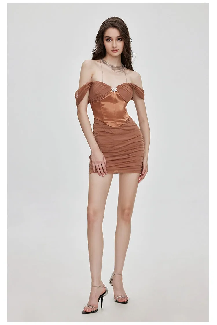 (Final Sale) ROSETTE Mesh Fishbone Mesh Tube Top Dress