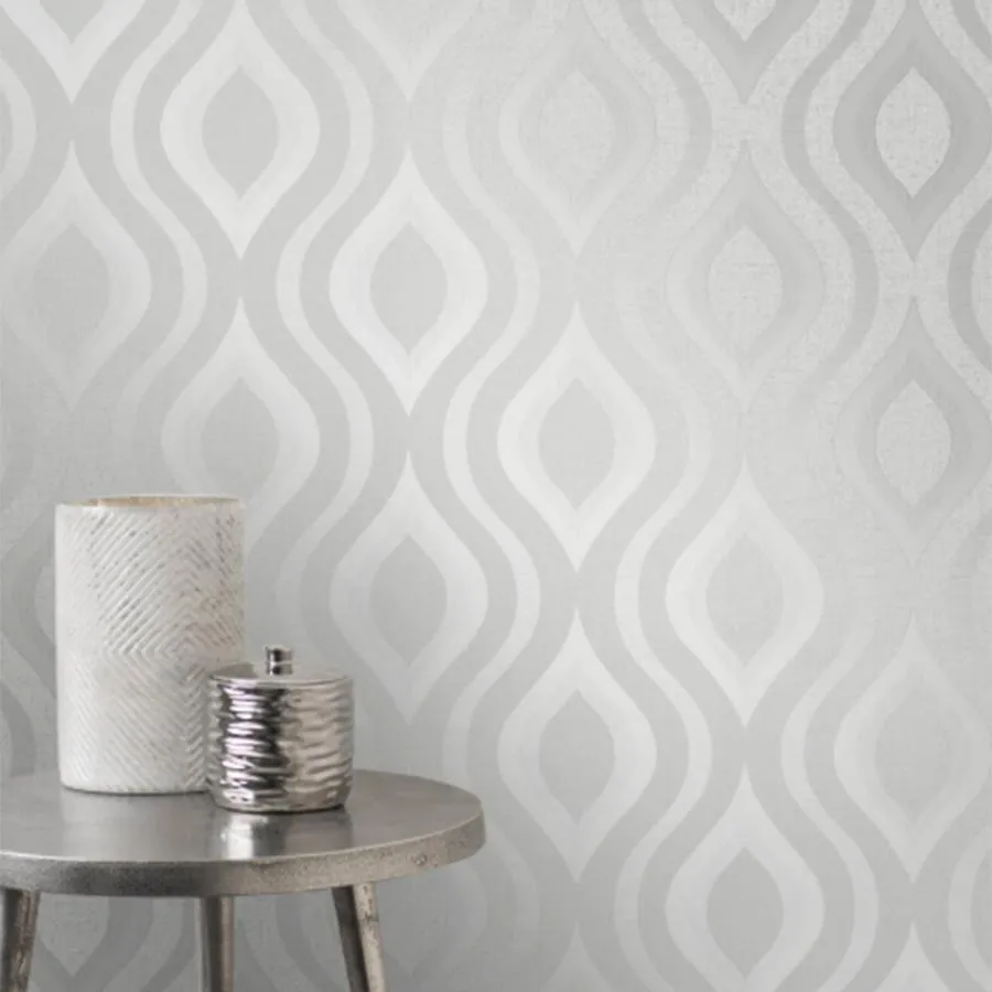 Fine Decor Quartz Geometric Silver Glitter Wallpaper - FD41968