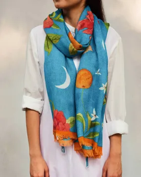 Fleur Scarf - Blue Print