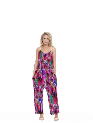 Floral Burst Womens Loose Cami Jumpsuit