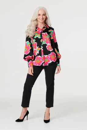 Floral Long Puff Sleeve Blouse