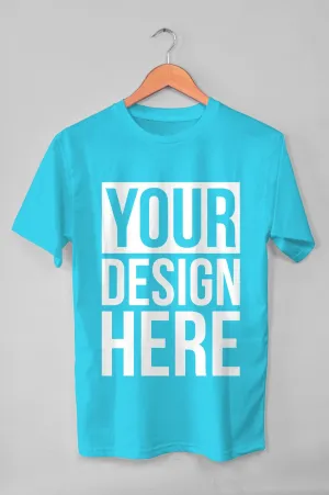 Free Hanging Blue T-Shirt Mockup