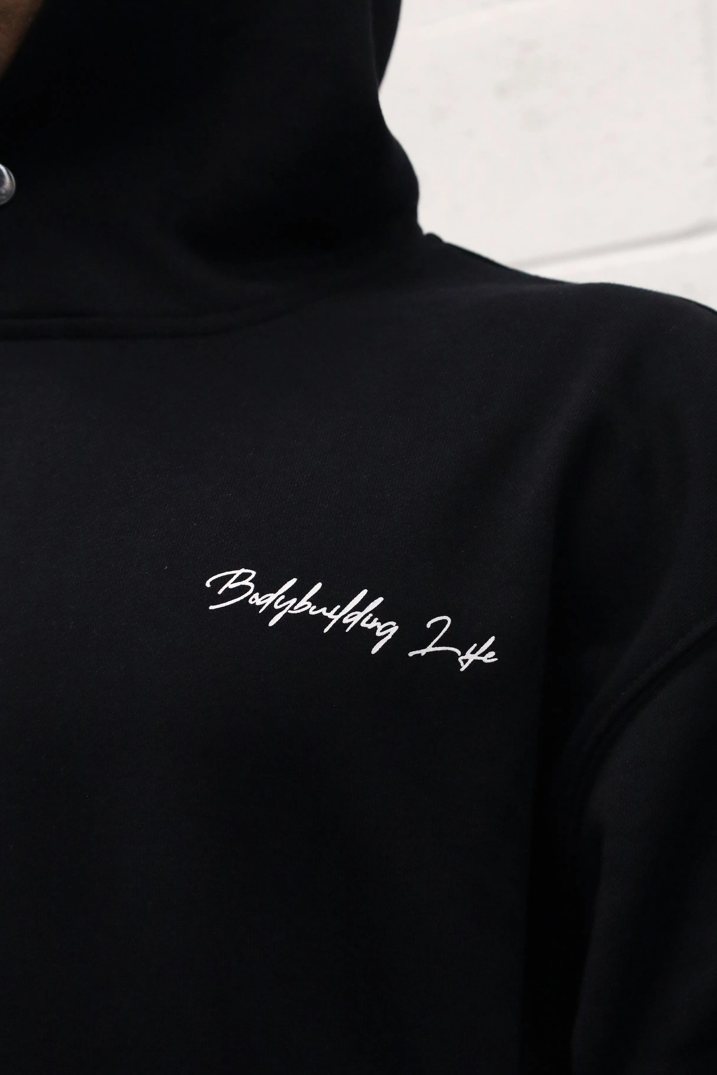 French Terry Pullover Hoodie - Black