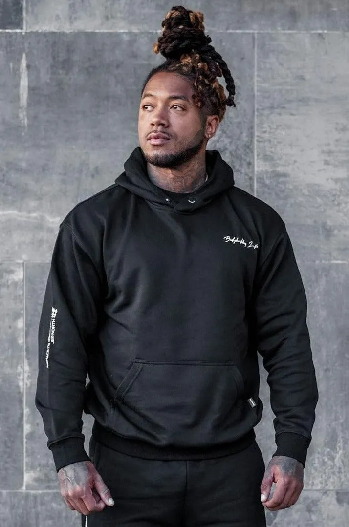 French Terry Pullover Hoodie - Black