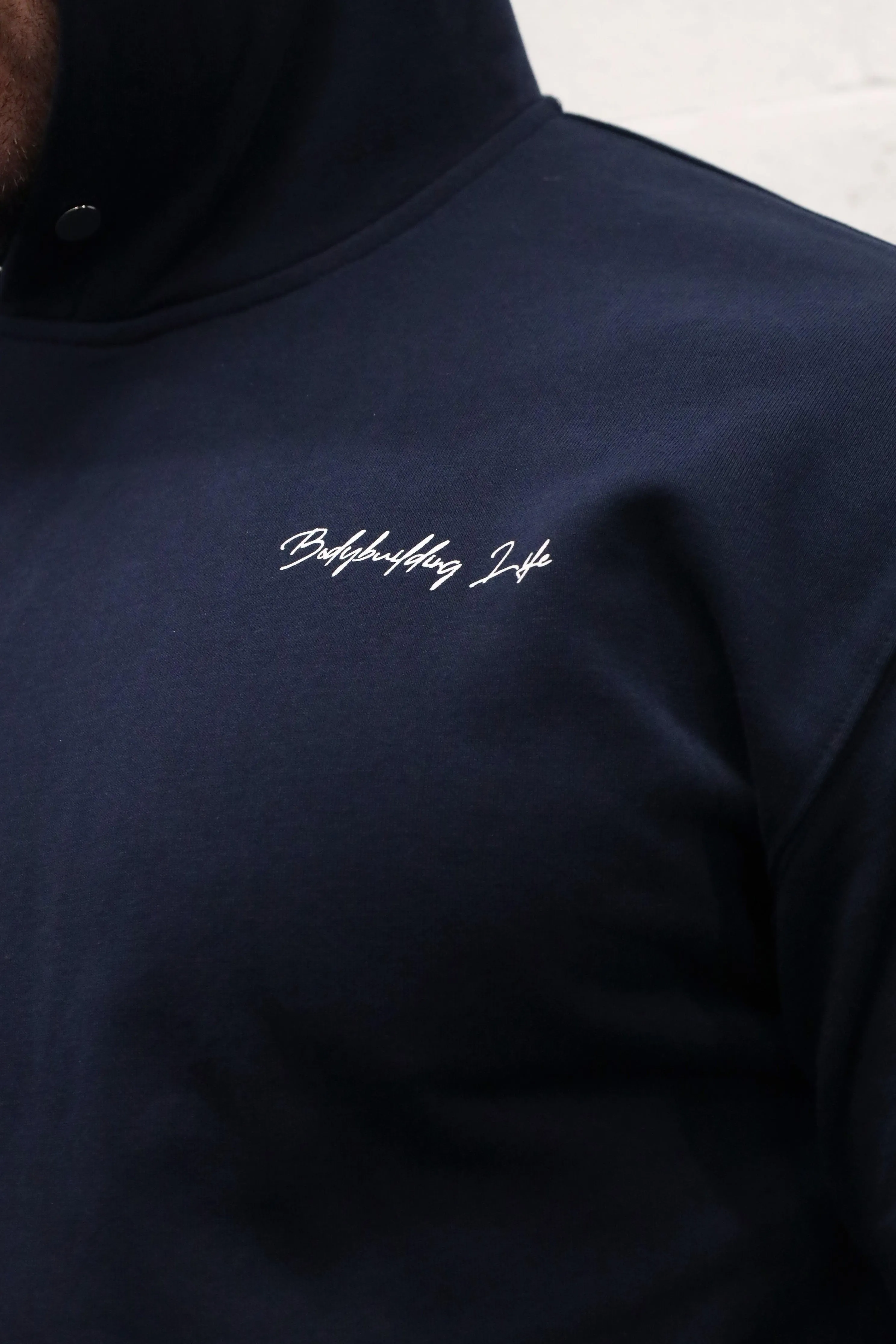 French Terry Pullover Hoodie - Navy