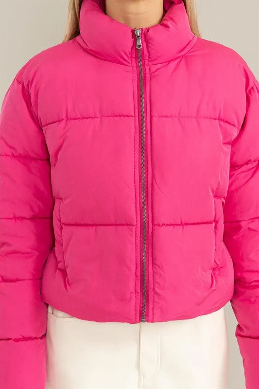 Fuchsia Weekend Ready Quilted Puffer Jacket