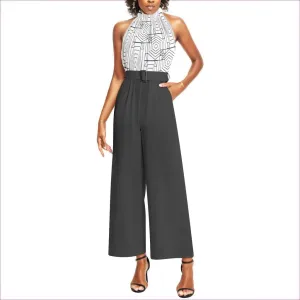 Geode Halter Neck Buckle Belted Jumpsuit