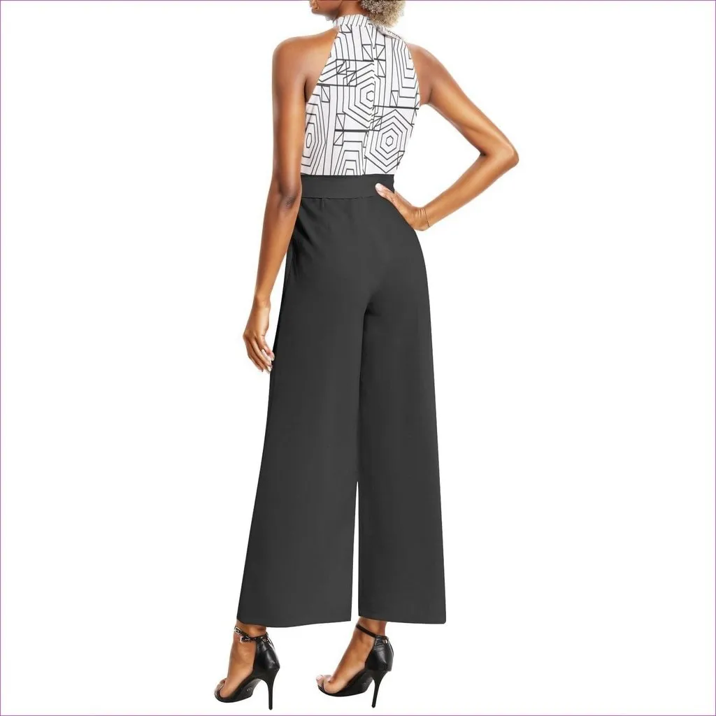 Geode Halter Neck Buckle Belted Jumpsuit