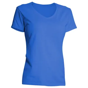 Gildan Ladies V Neck T-Shirt Medium Royal