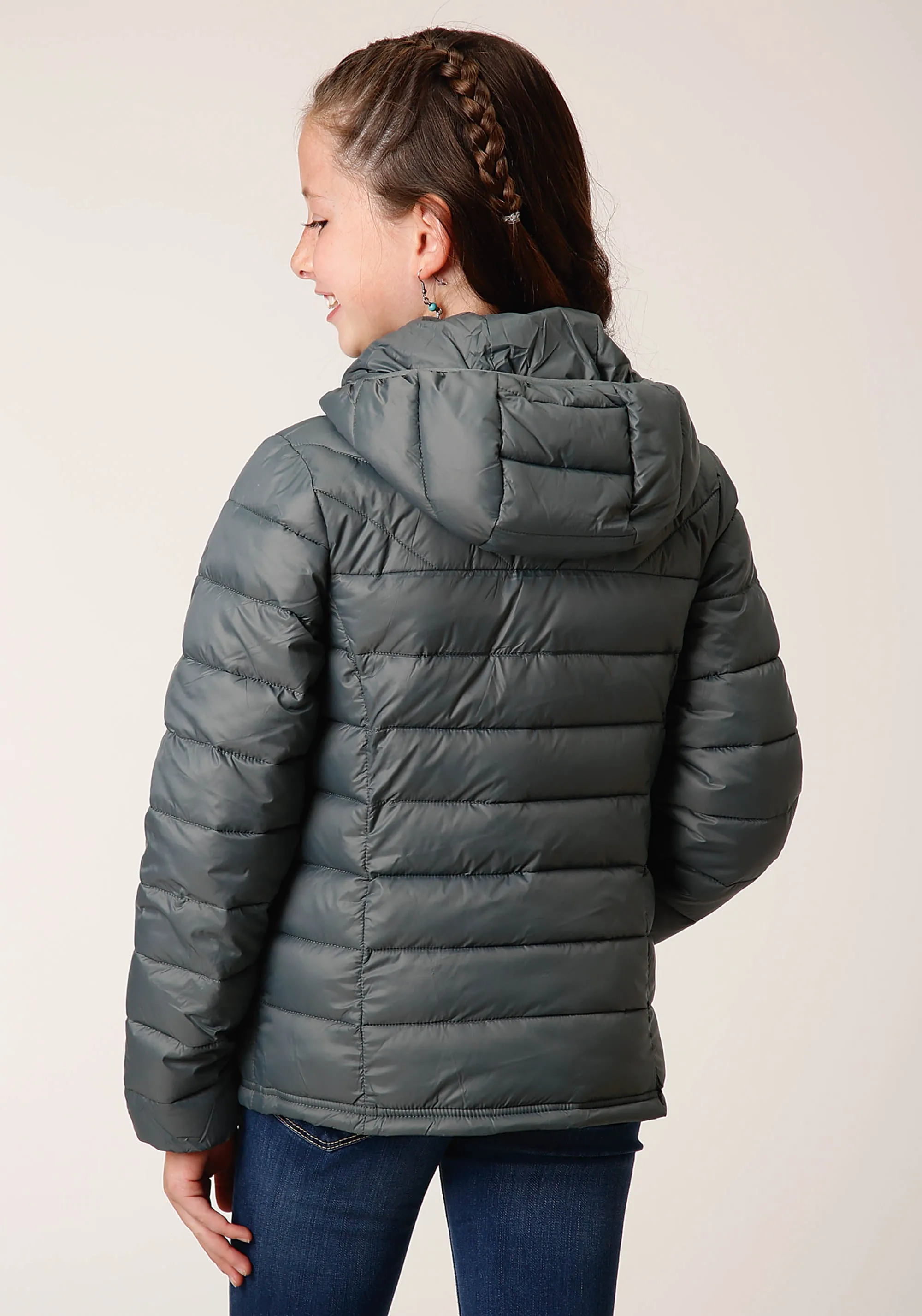 GIRLS  SILVER SAGE NYLON PARACHUTE  DOWN JACKET