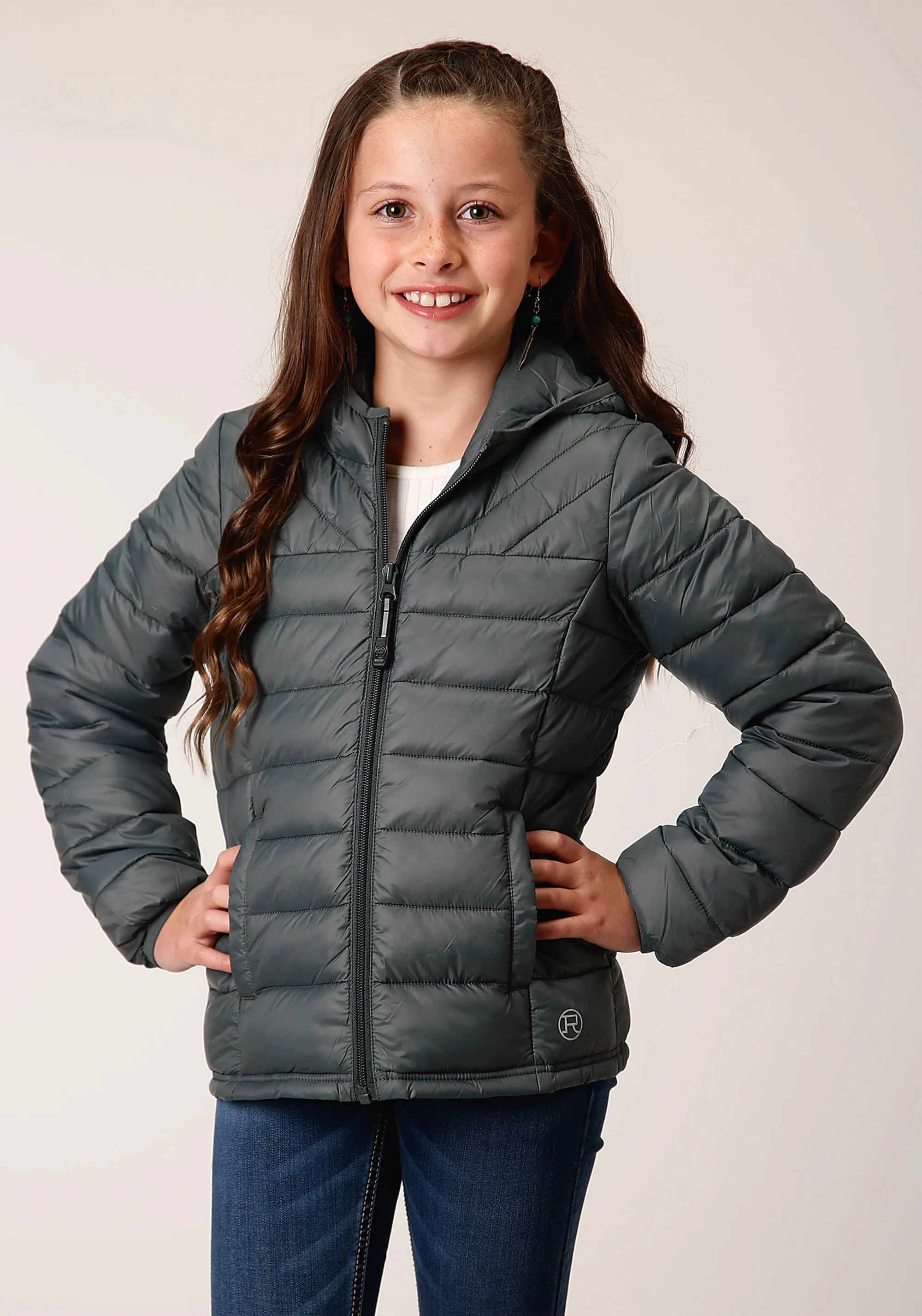 GIRLS  SILVER SAGE NYLON PARACHUTE  DOWN JACKET