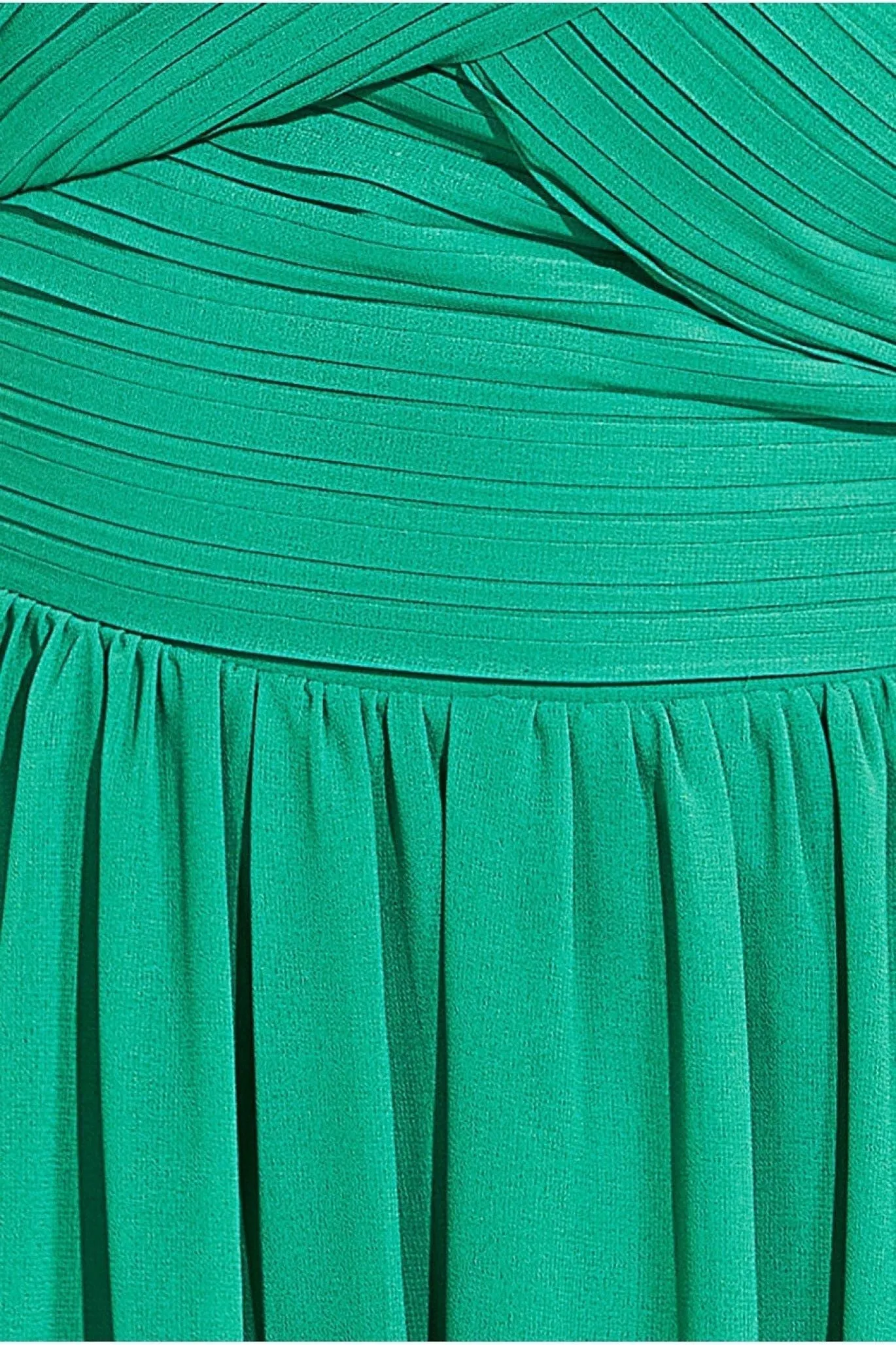 Goddiva One Shoulder Pleated Chiffon Scarf Maxi - Green