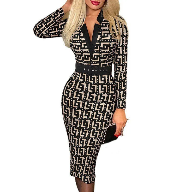 Graduation Gifts Spring Summer Women Tight Tie Detail Dress Fashion Elegant Office Ladies Plaid Print Belt Short Sleeve Dresses Hot New Vestidos