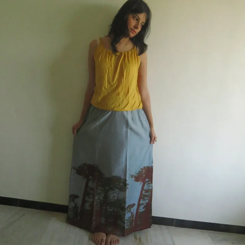 Gray Tree of Life Wrap Around Skirt