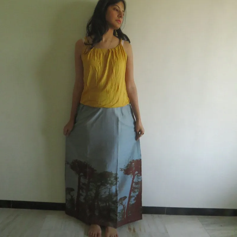 Gray Tree of Life Wrap Around Skirt