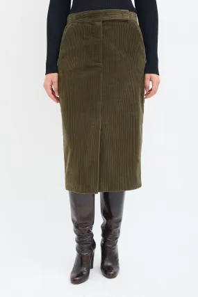 Green Corduroy Pencil Skirt