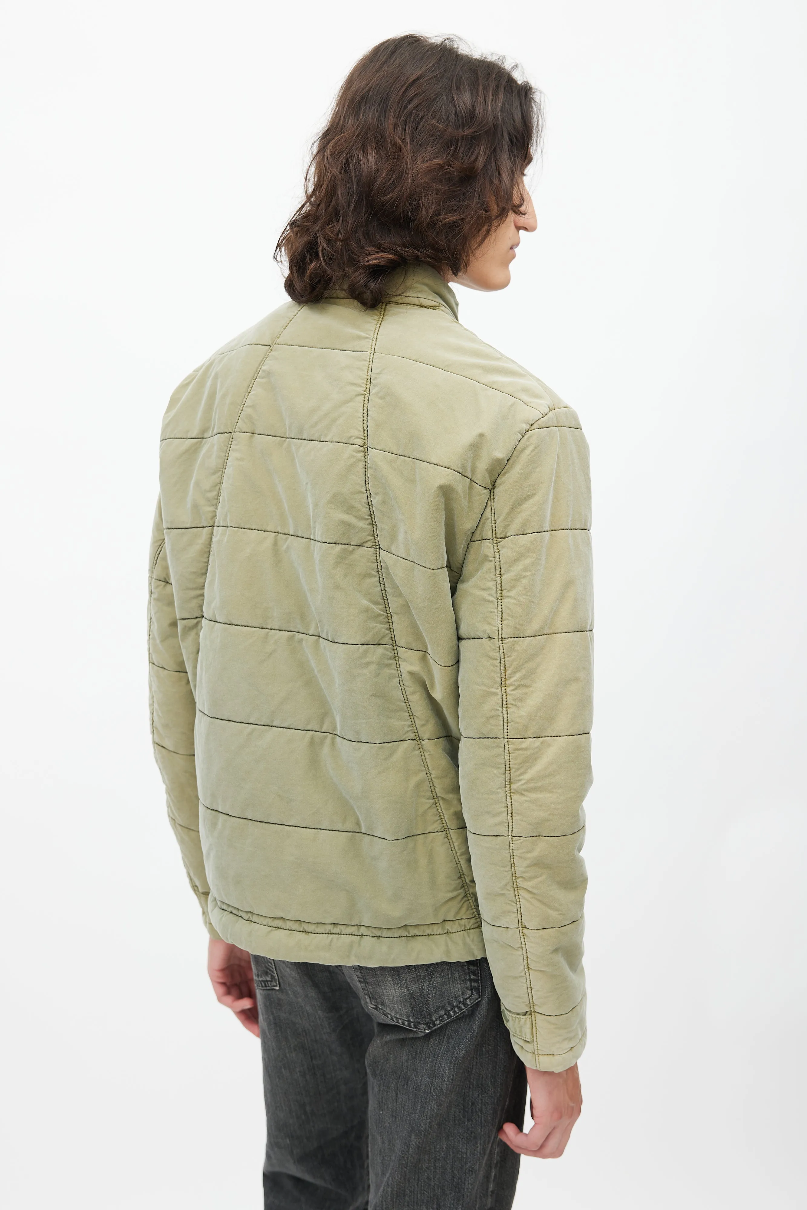 Green Quilted Logo Jacket