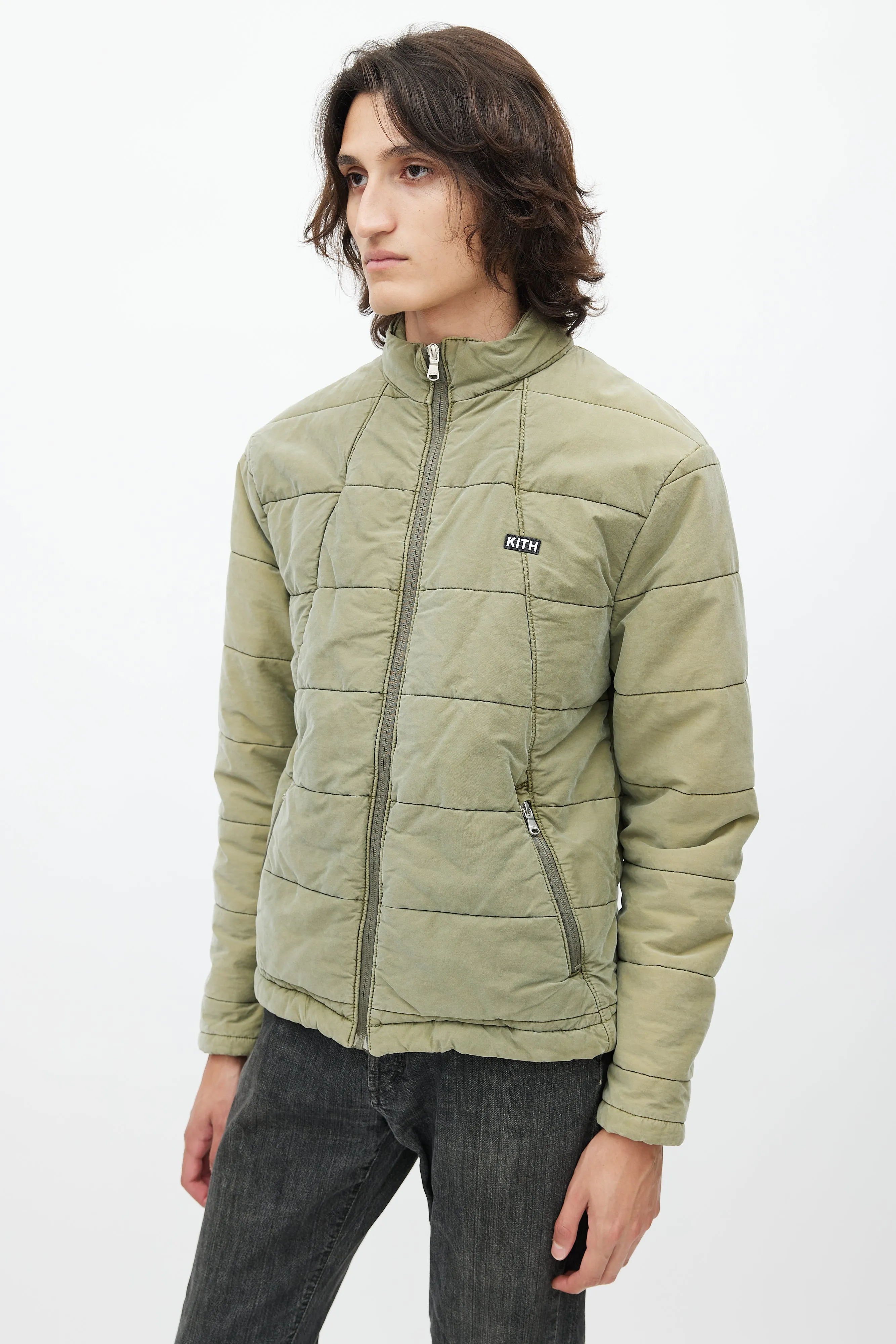 Green Quilted Logo Jacket