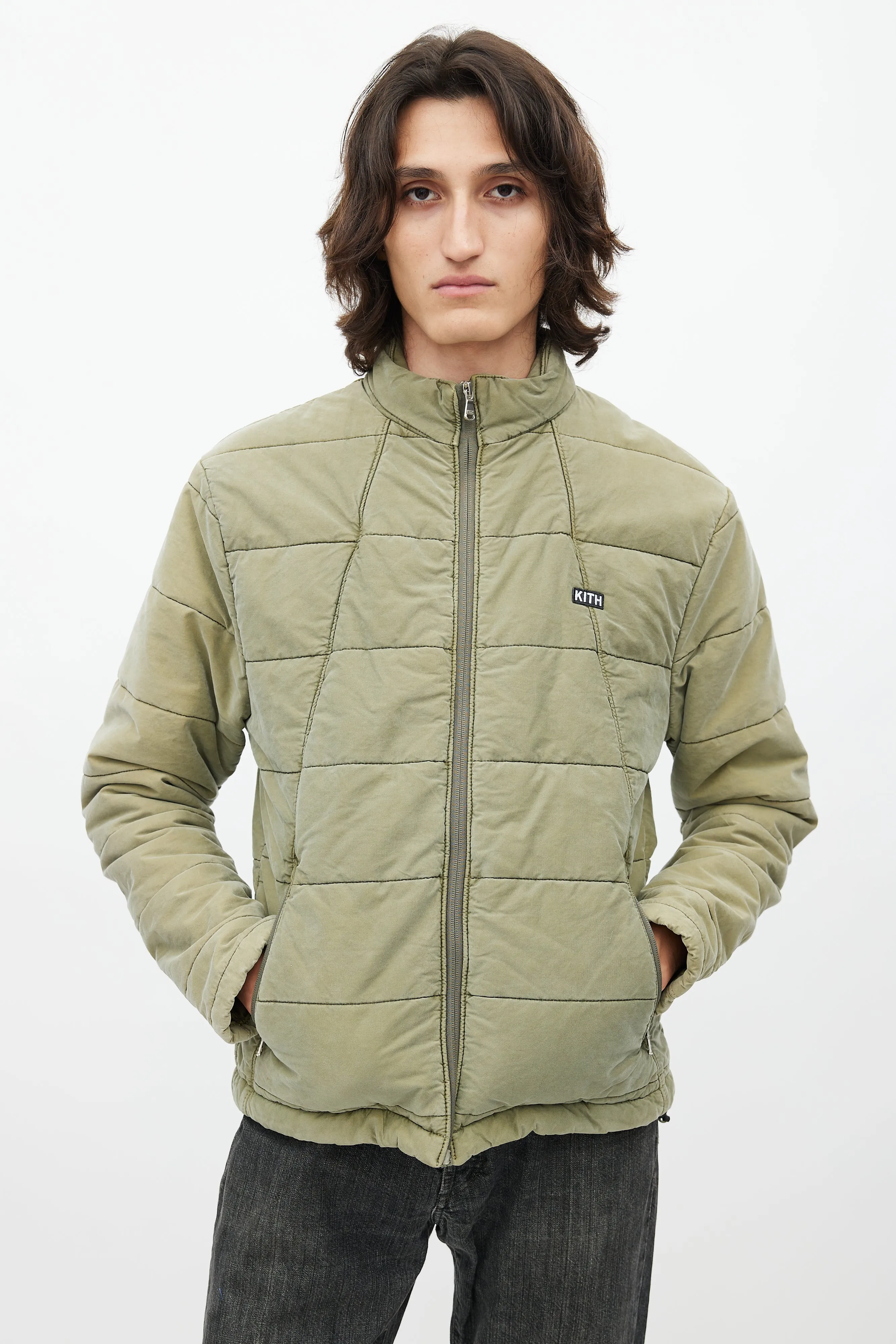 Green Quilted Logo Jacket