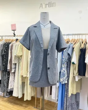 Grey Short Sleeve Blazer