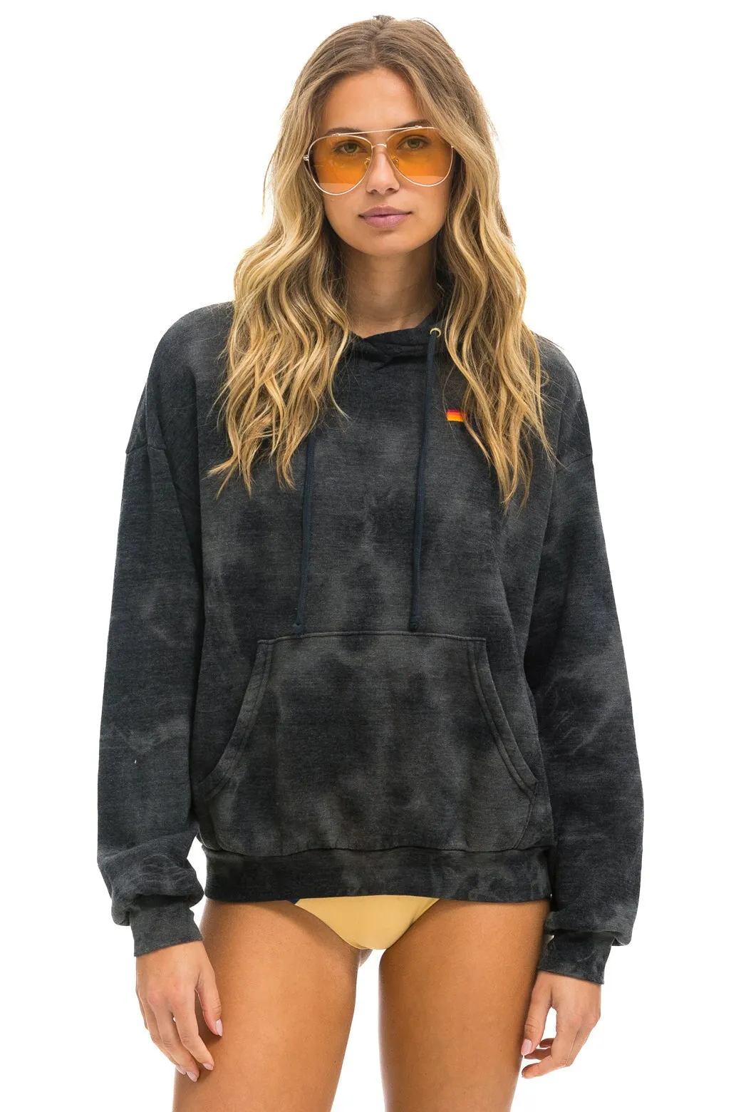 HAND DYED PULLOVER HOODIE RELAXED - TIE DYE VINTAGE CHARCOAL