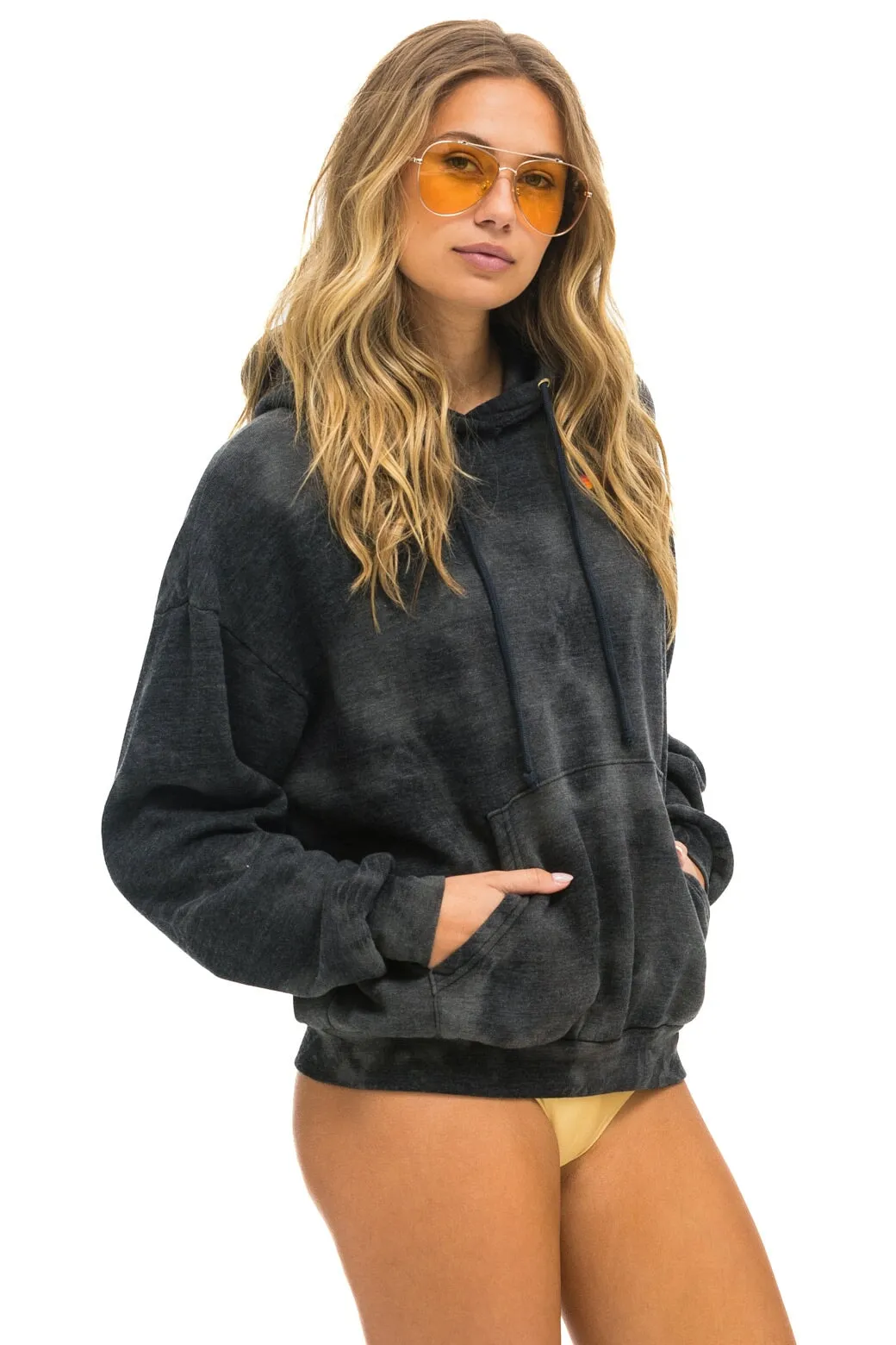 HAND DYED PULLOVER HOODIE RELAXED - TIE DYE VINTAGE CHARCOAL