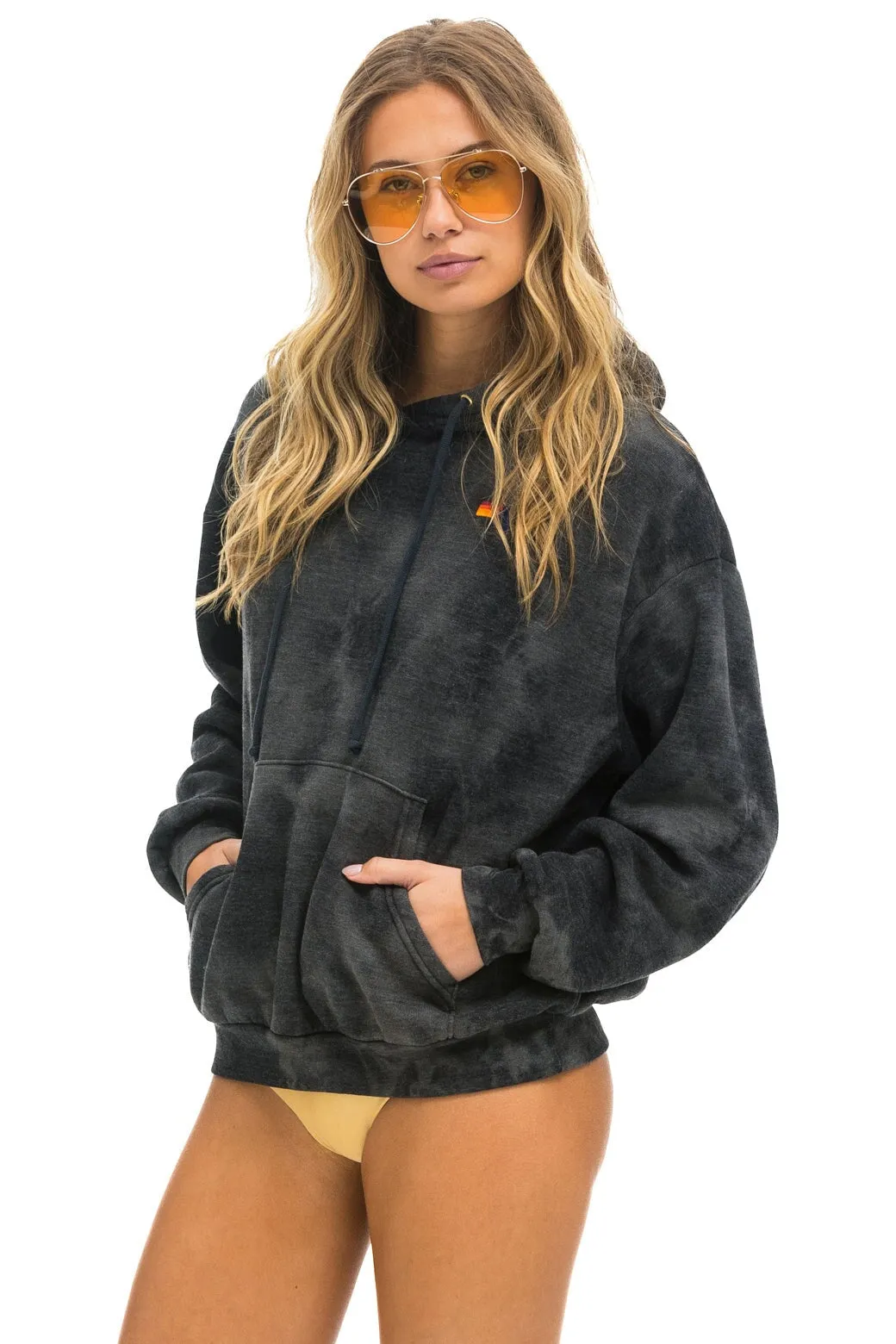 HAND DYED PULLOVER HOODIE RELAXED - TIE DYE VINTAGE CHARCOAL