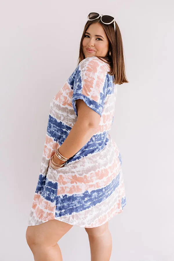 Here And There Tie Dye Dress In Navy Curves