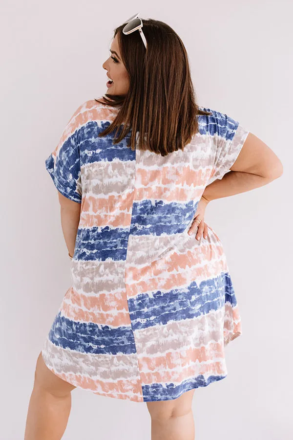 Here And There Tie Dye Dress In Navy Curves