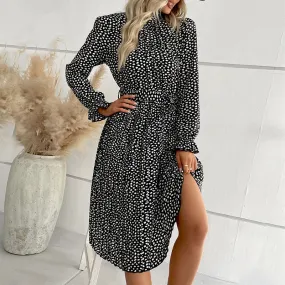 High Ruffle Neck Cheetah Dress