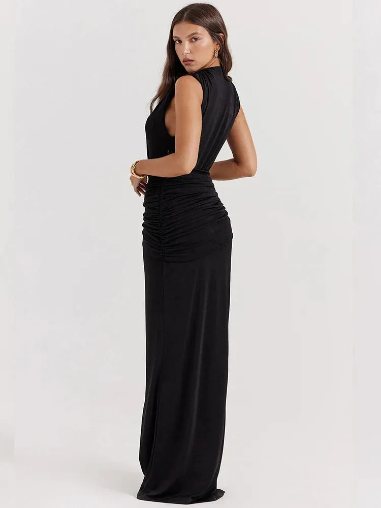 High Split Deep V Neck Nightclub Elegant Long Spring Summer Maxi Dress