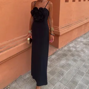 High Waist Party Sexy Sleeveless Evening Off Shoulder Suspender Long Elegant Solid Dress