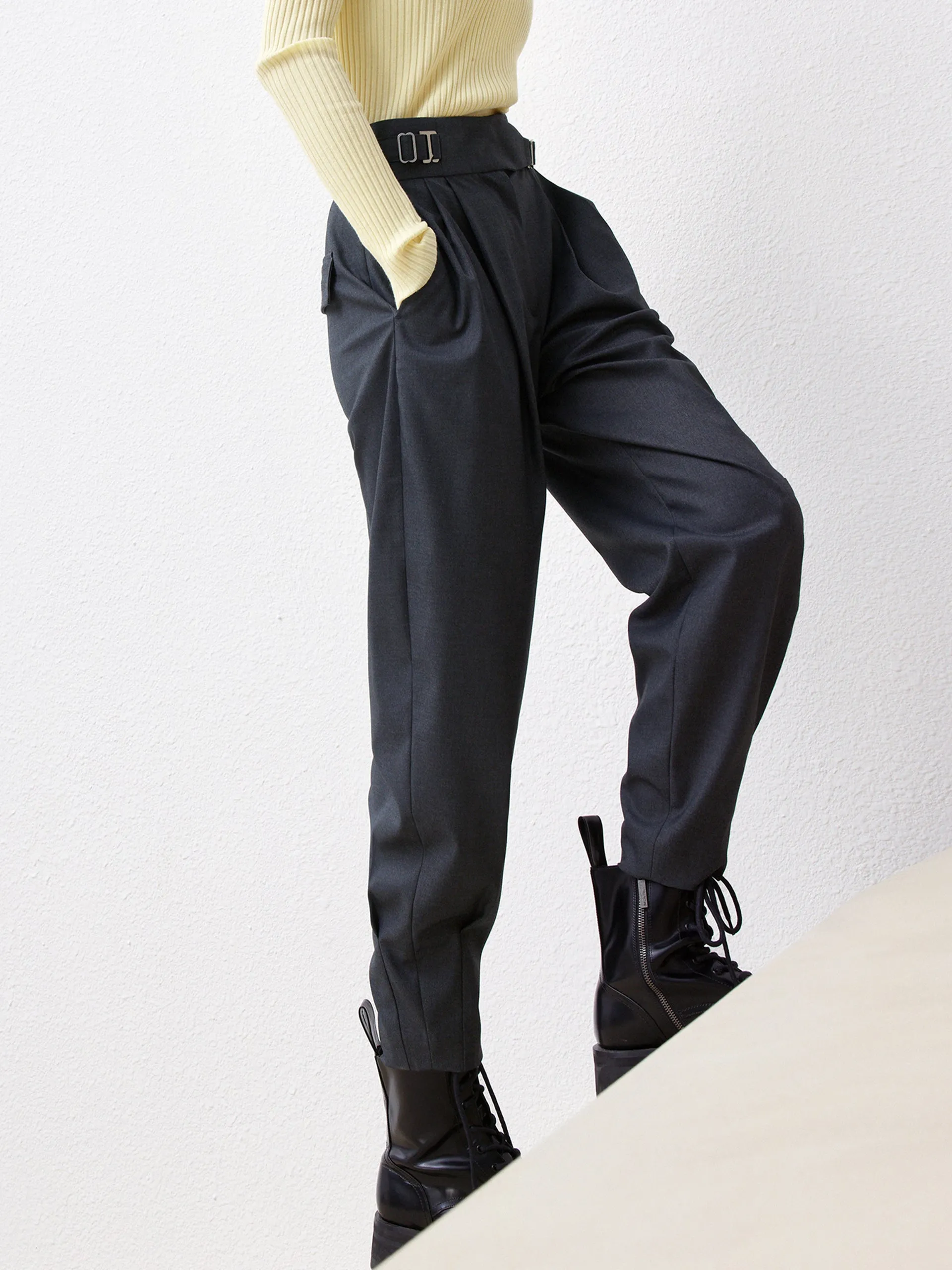 High Waist Tapered Trousers