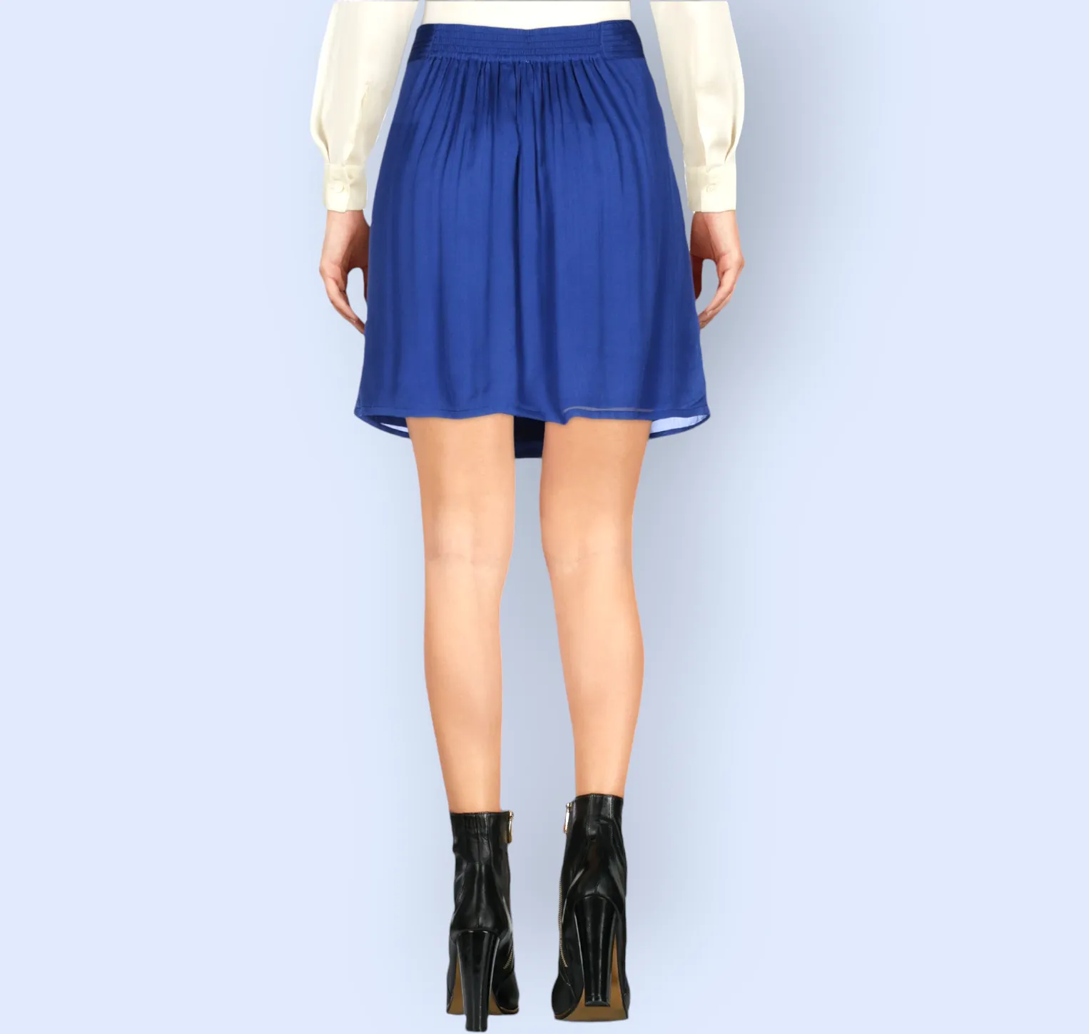 Hoss Intropia Blue Pleated Crepe Mini Skirt UK 12 US 8 EU 40