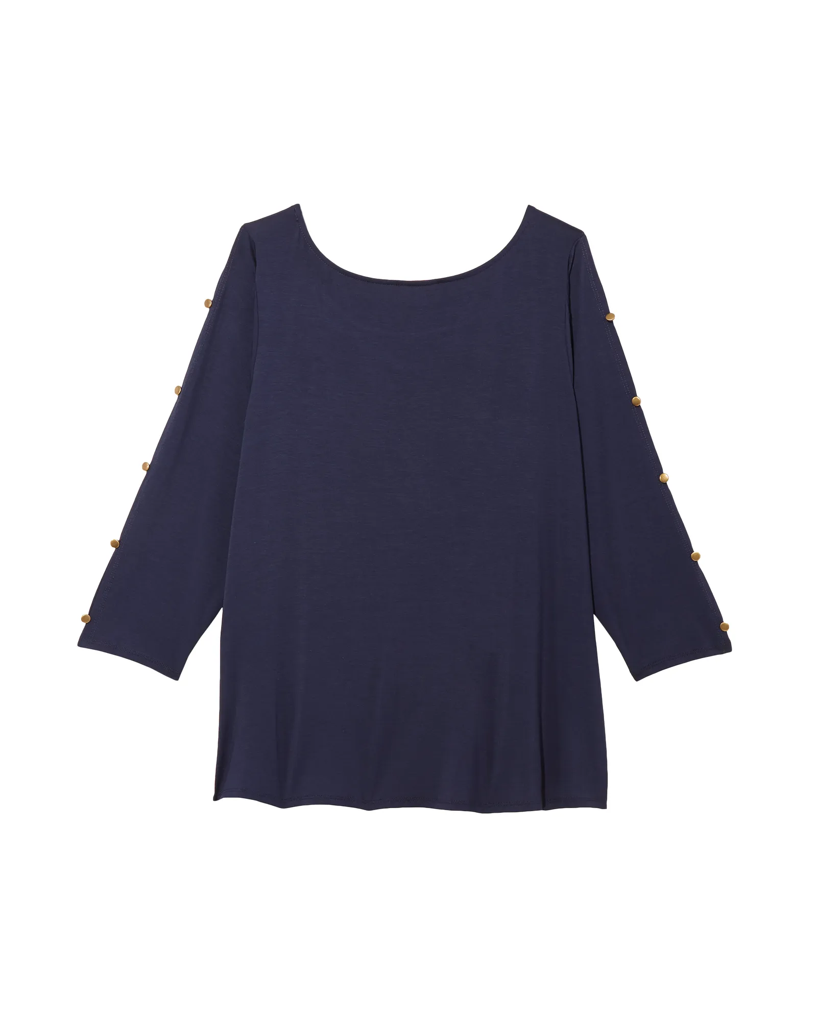 Ione 3/4 Sleeve Button Sleeve Tee | Navy