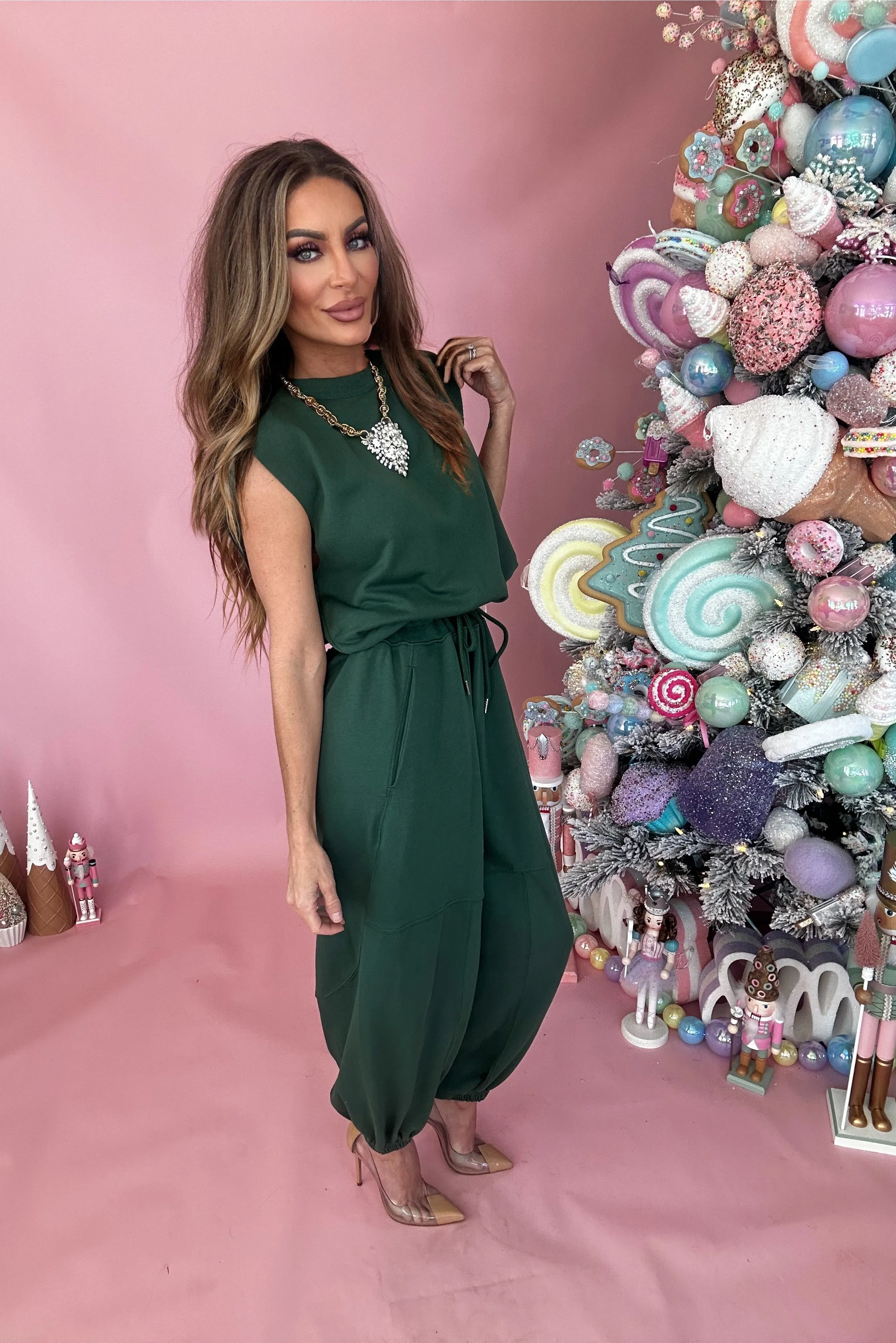 Jazabelle Hunter Green Sleeveless Jumpsuit