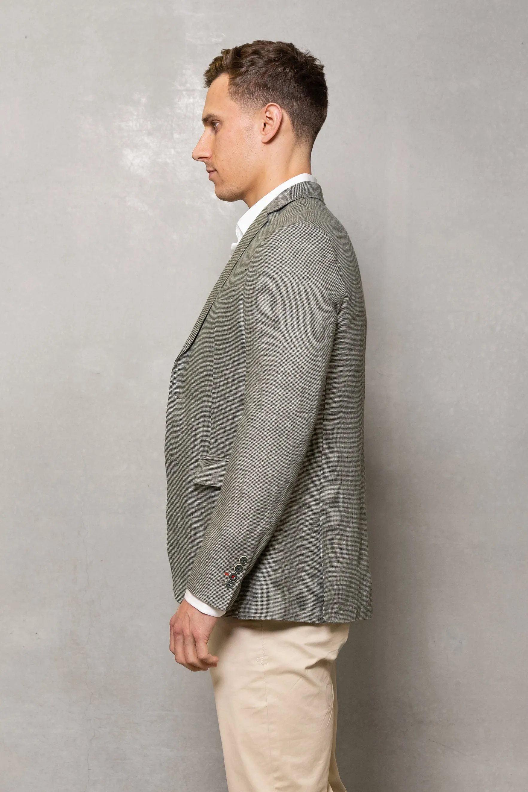 Johnson Linen Houndstooth Blazer: Sage