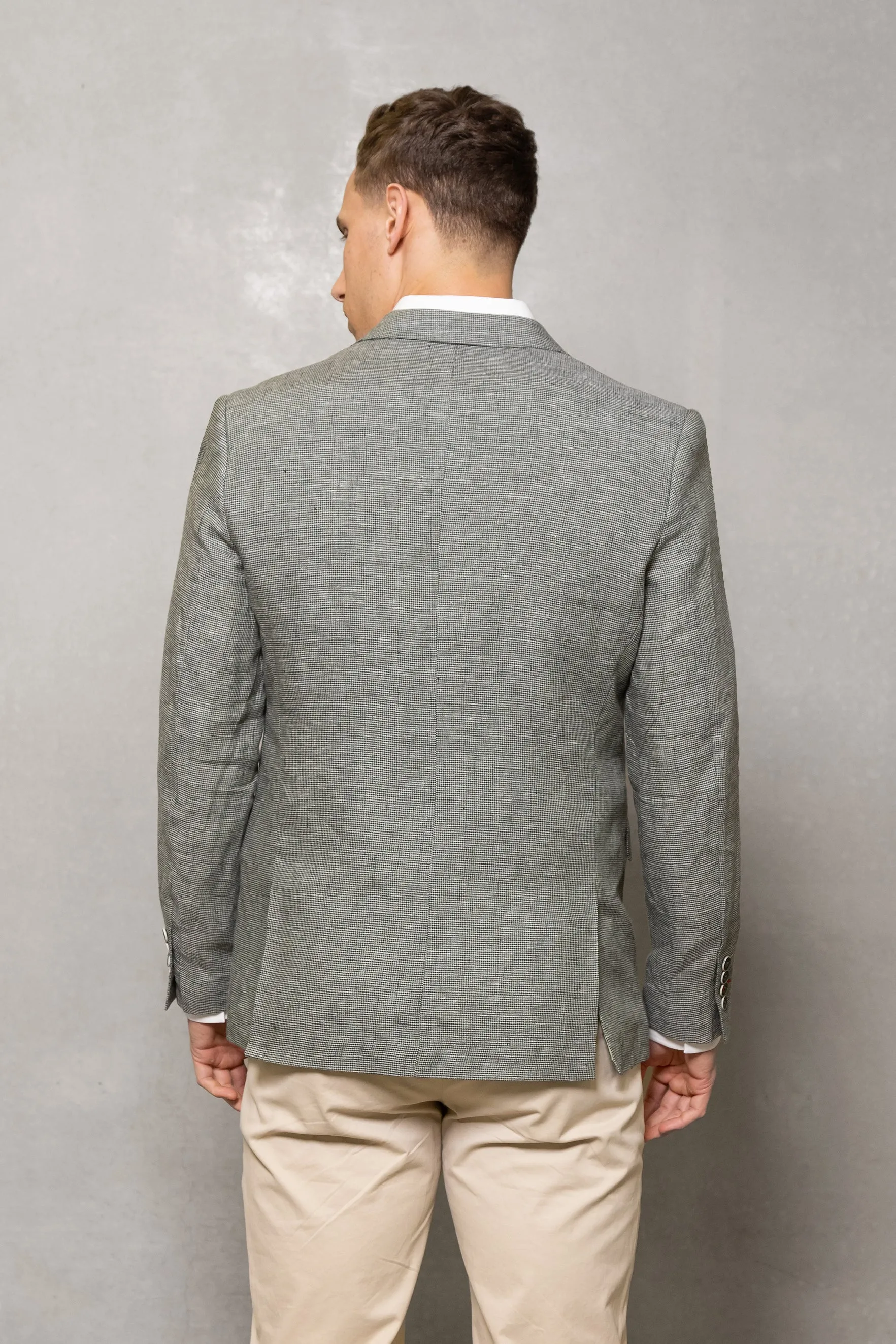 Johnson Linen Houndstooth Blazer: Sage