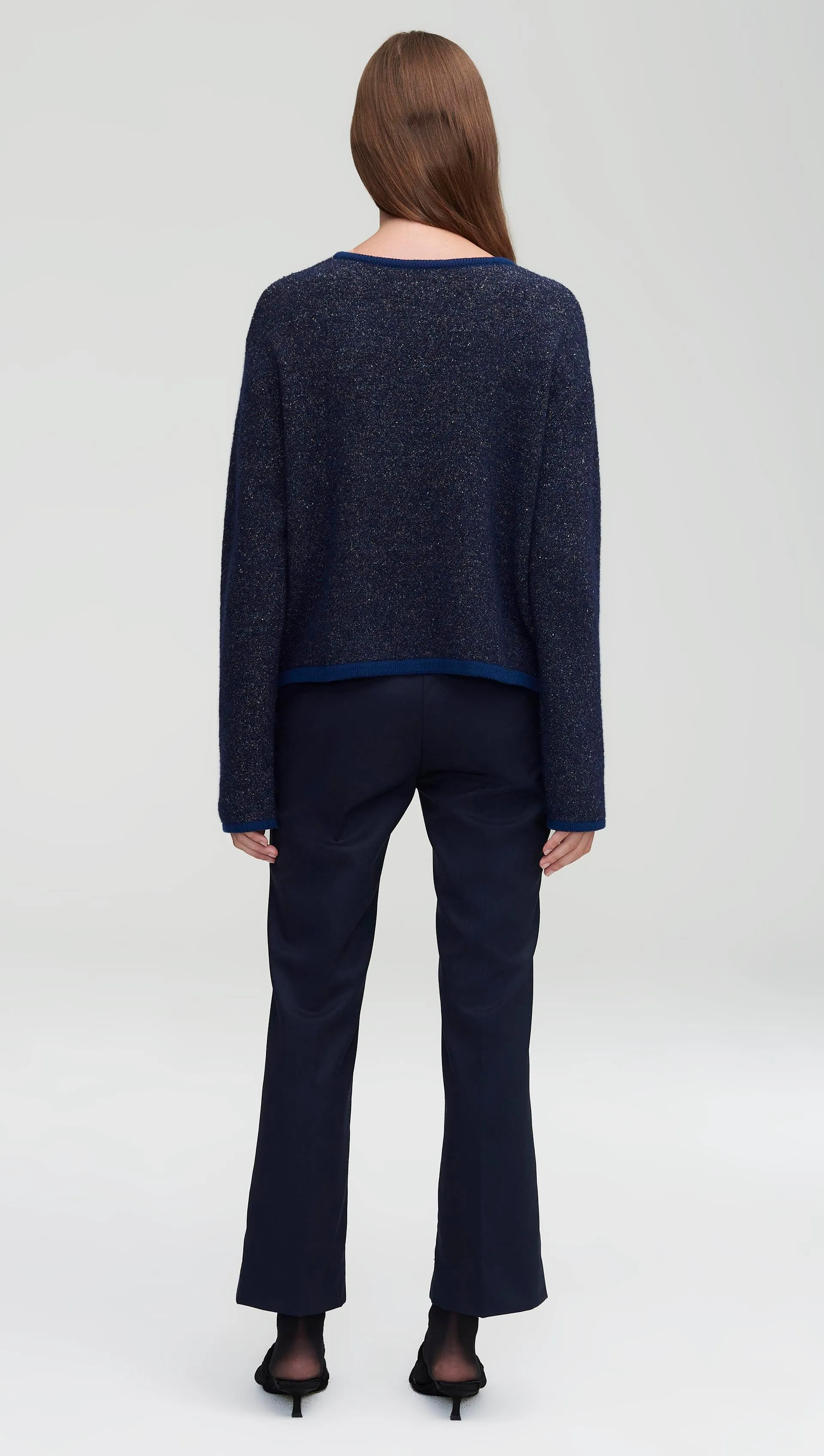 Knit Jacket in Tweed Yarn | Navy