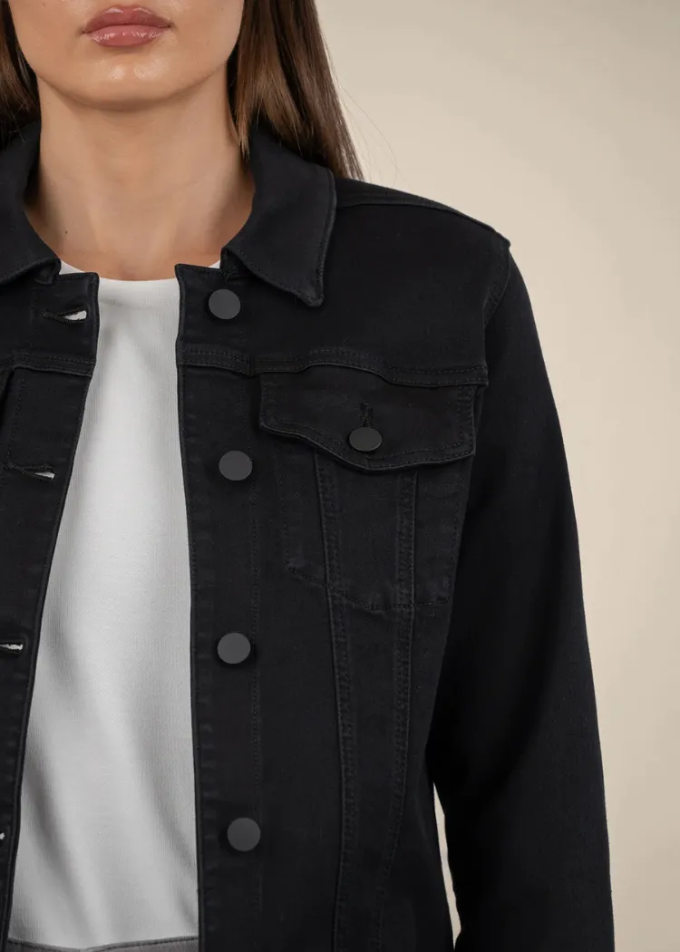 KUT Julia Crop Denim Jacket-Black