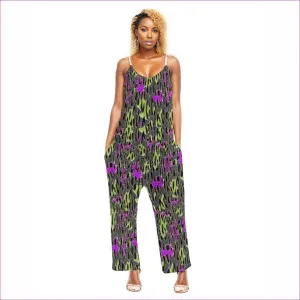 Leopard Splash Grunge Womens Loose Cami Jumpsuit