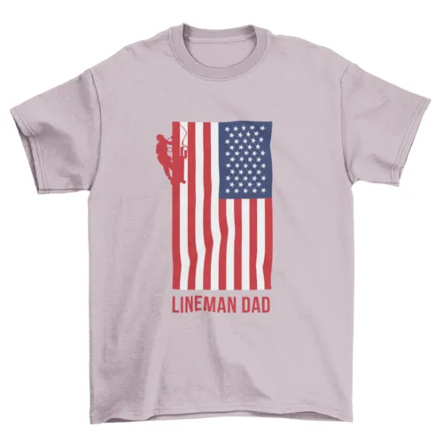 Lineman dad american flag t-shirt