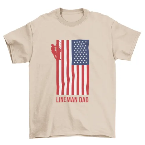 Lineman dad american flag t-shirt