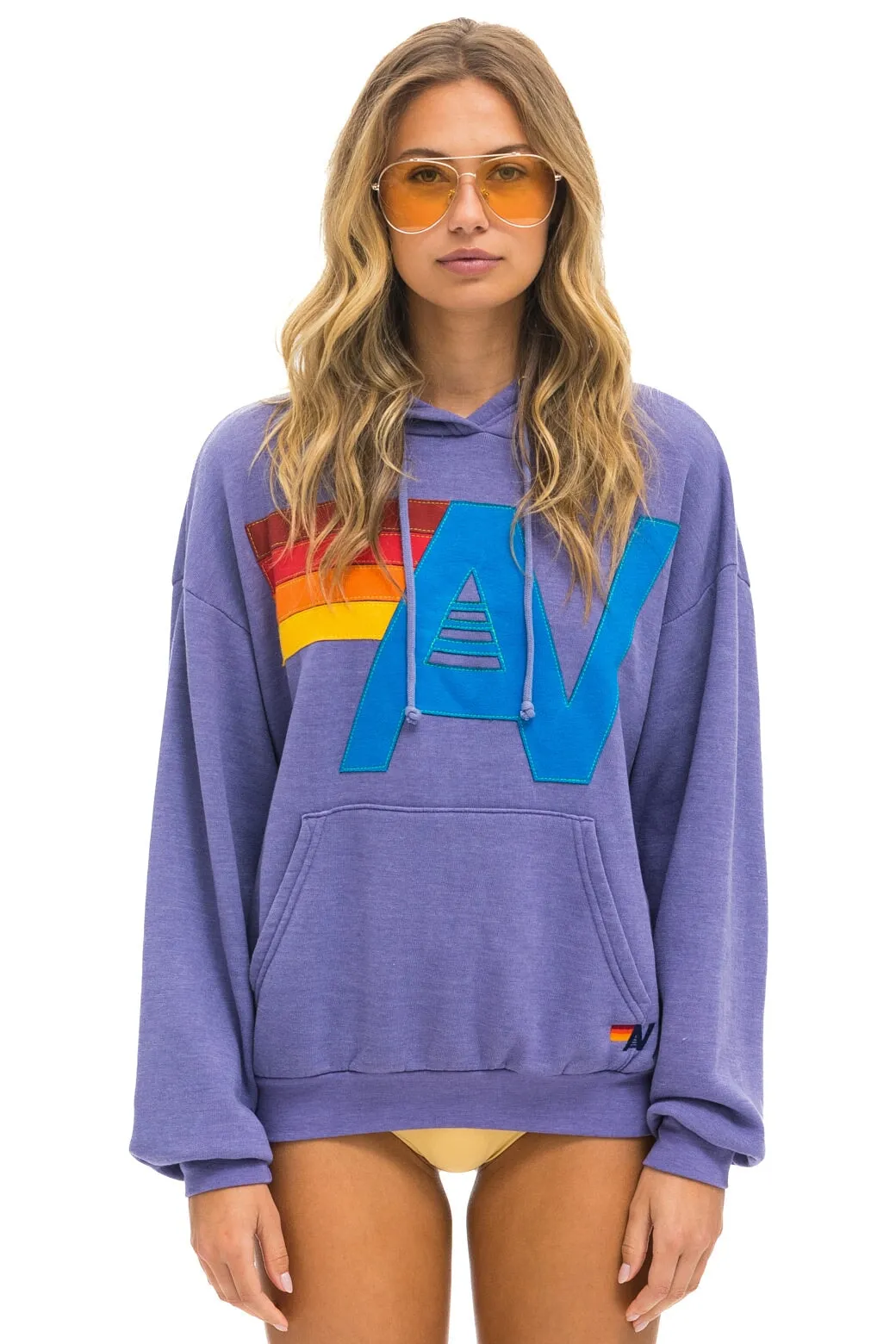 LOGO STITCH PULLOVER RELAXED HOODIE - LAVENDER