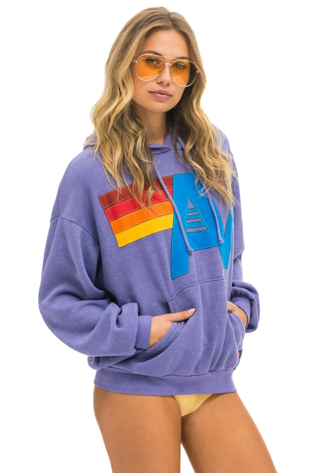 LOGO STITCH PULLOVER RELAXED HOODIE - LAVENDER