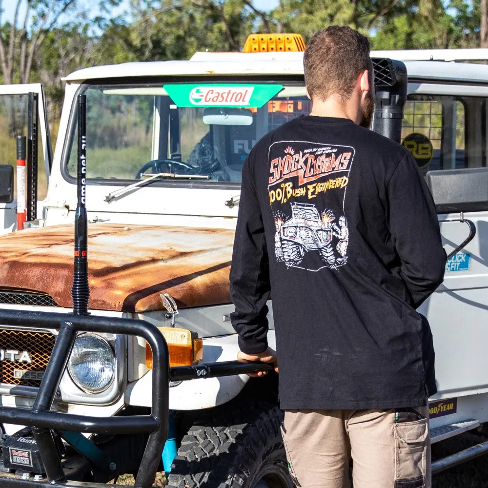 Long Sleeve Crew Shirt Graphic Print Shock Customs Black